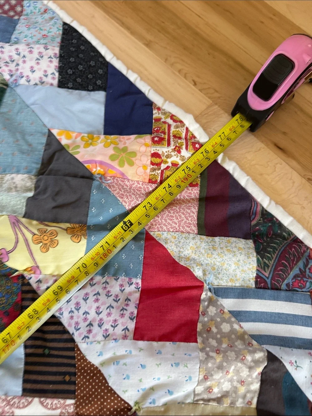 Handmade scrappy braid Quilt-Texas braid-chevron-style-Twin Twin XL-Vintage